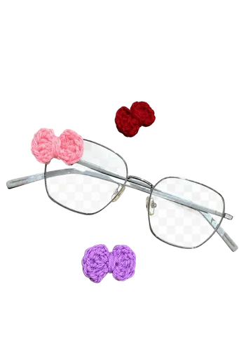 Cute Crocheted Bow Charms for Eyeglasses, Set of 3 ( No glasses included )