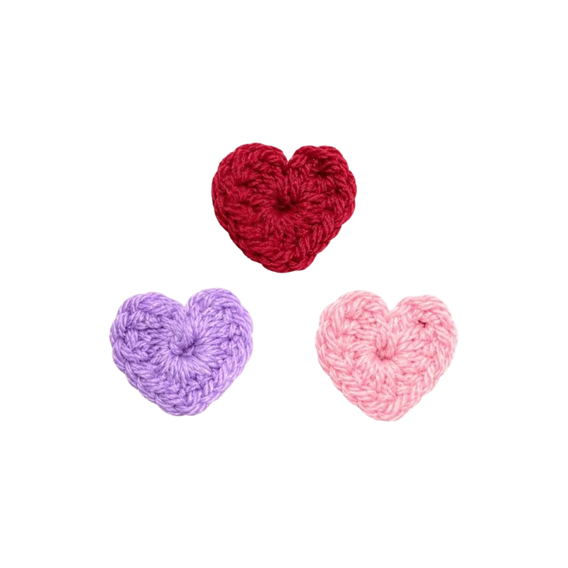 Cute Crocheted Heart Charms for Eyeglasses, Set of 3