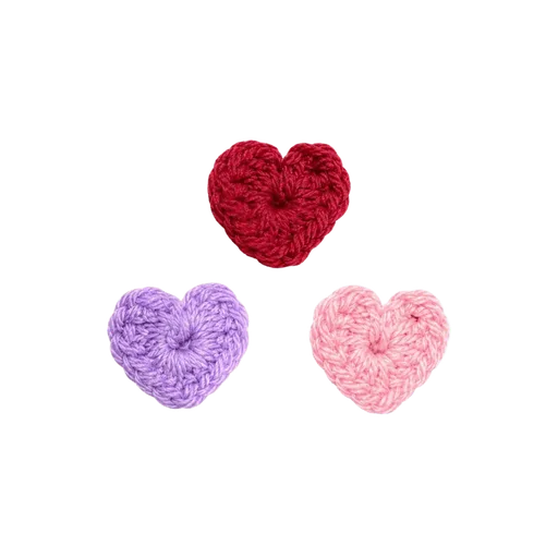 Cute Crocheted Heart Charms for Eyeglasses, Set of 3