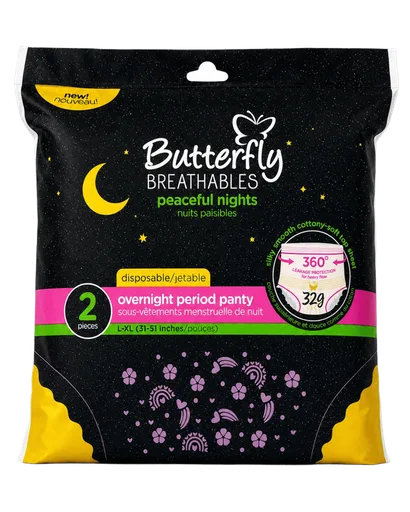 Butterfly Breathables Peaceful Nights Period Pants | Large-XL - Pack of 2