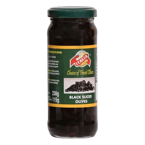 ITALIA Black Sliced Olives 230g (Drained weight 115g)