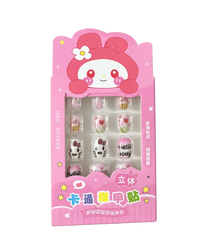 Kawaii Cute Nail Sticker for Kids | Dark Pink Small Size 12pcs
