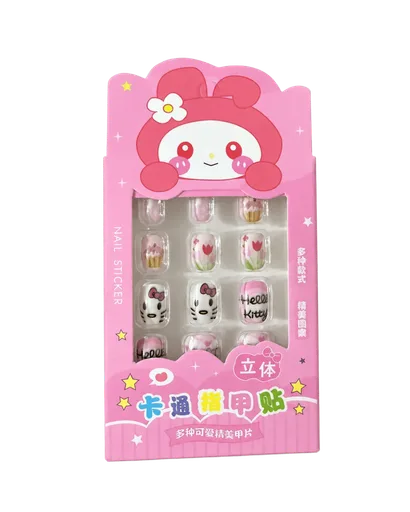 Kawaii Cute Nail Sticker for Kids | Dark Pink Small Size 12pcs