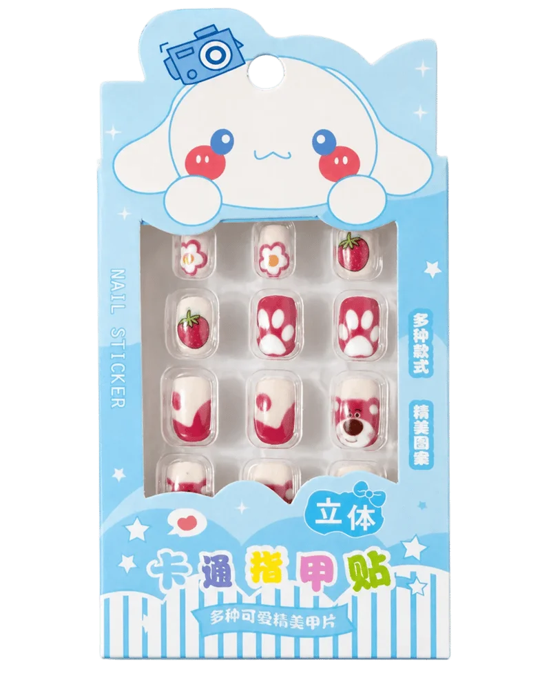Kawaii Cute Nail Sticker for Kids | Blue-Red Small Size 12pcs