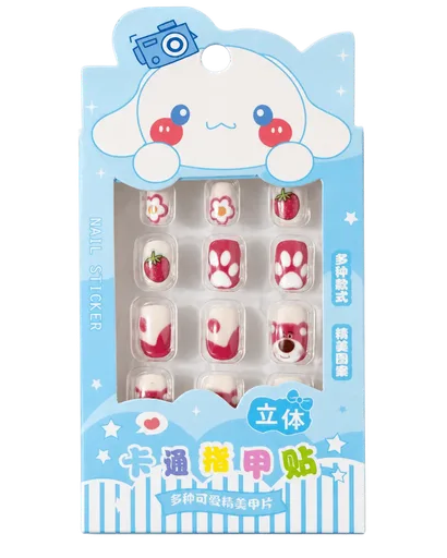 Kawaii Cute Nail Sticker for Kids | Blue-Red Small Size 12pcs