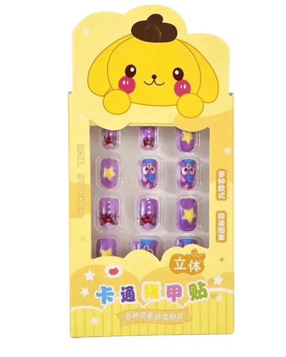 Kawaii Cute Nail Sticker for Kids | Yellow-Purple Small Size 12pcs