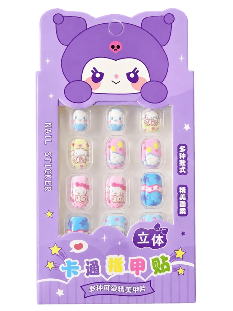 Kawaii Cute Nail Sticker for Kids | Purple Small Size 12pcs