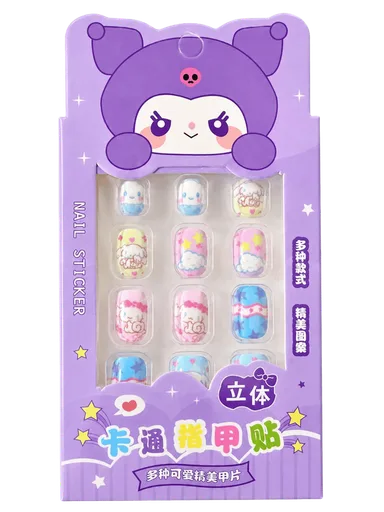 Kawaii Cute Nail Sticker for Kids | Purple Small Size 12pcs