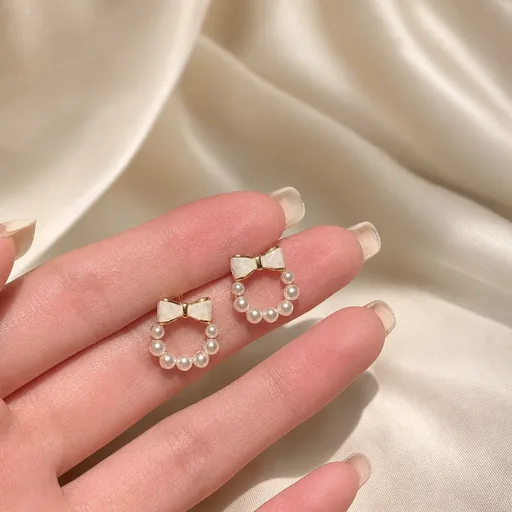Bow Pearl Jewelry Earring