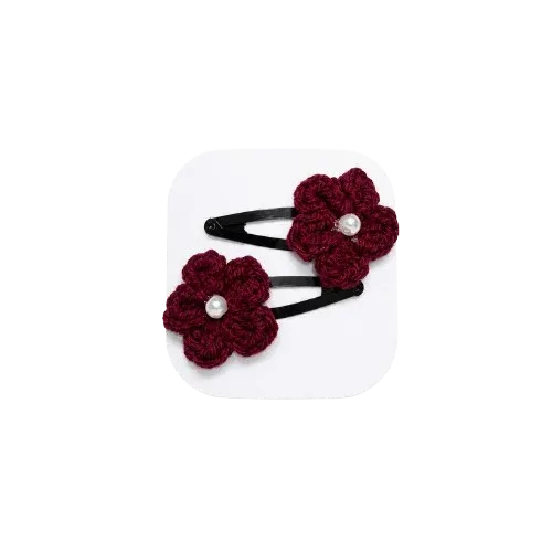 Crocheted Maroon Flower Clip