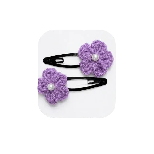 Crocheted Purple Flower Clip