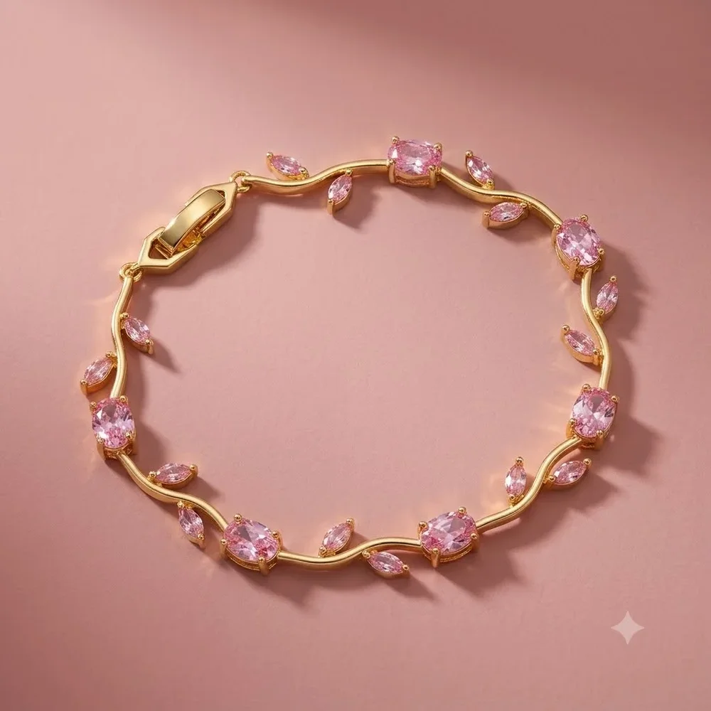 Tulip pink flower bracelet