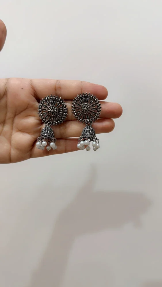 Silver antique jhumki