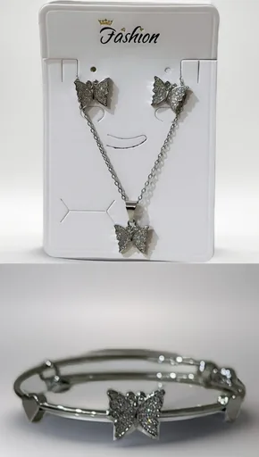 Butterfly Crystal Jewellery Set – Necklace, Earrings & Bracelet