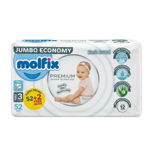 Molfix Premium | Jumbo Economy - 4-9kg 52+2pcs