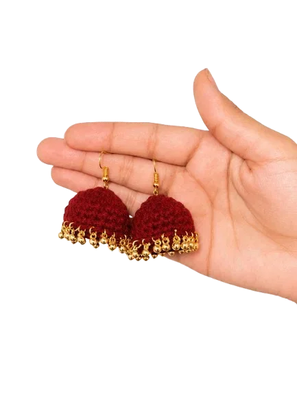 Crochet Jhumka Mehroon