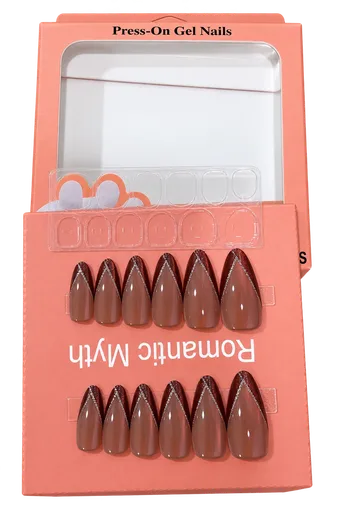 Cat Eye Press on Nails with Sticker Sheet - Brown Color
