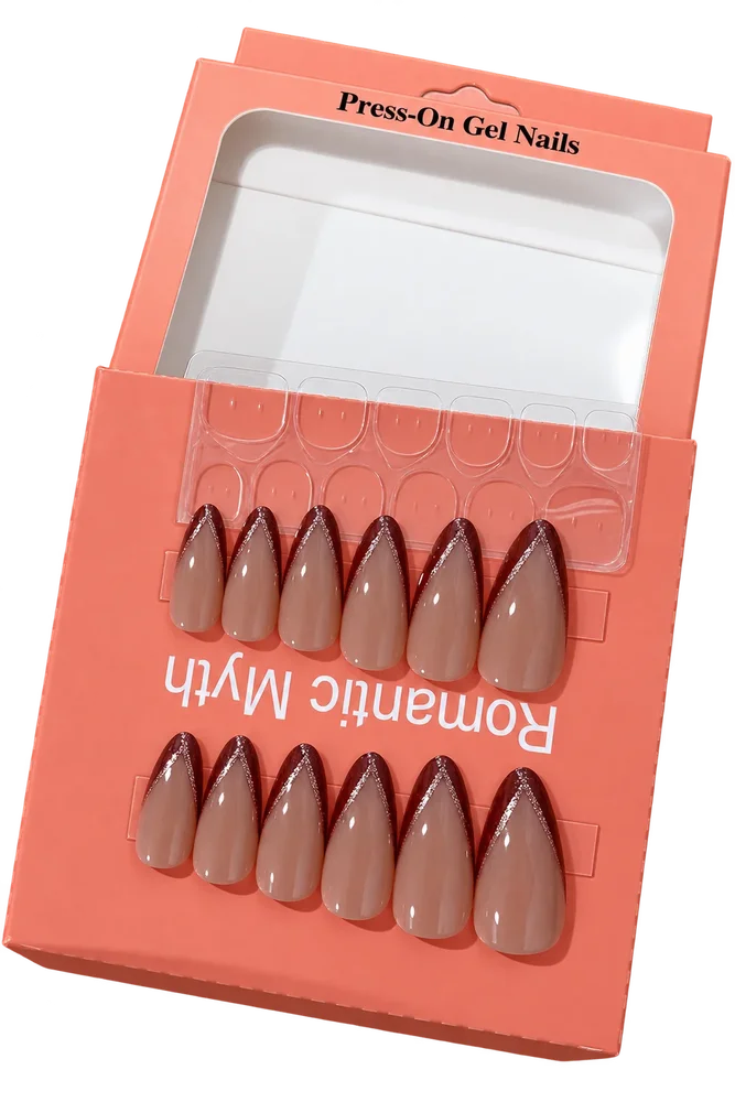 Cat Eye Press on Nails with Sticker Sheet - Red Color
