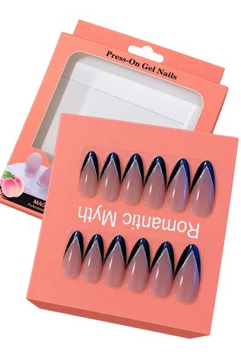 Cat Eye Press on Nails with Sticker Sheet - Black Color