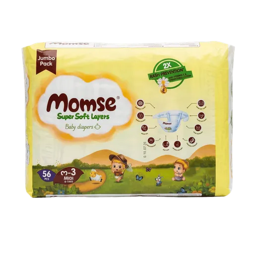 Momse M-3 Baby Diapers 56pcs