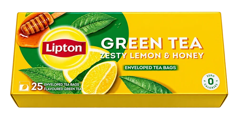 Lipton Zesty Lemon & Honey Green Tea Bags 25-Pack