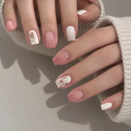 Tulip Flower - Press on Nail with Sticker Sheet