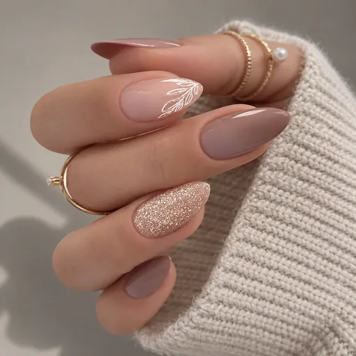Flower Glitter Pink - Press on Nail with Sticker Sheet