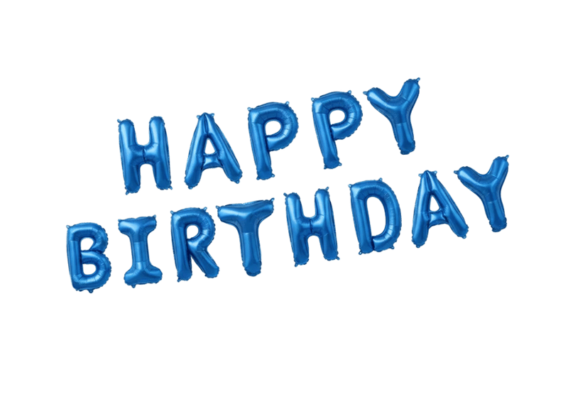 13 Blue Happy Birthday Balloon Pieces