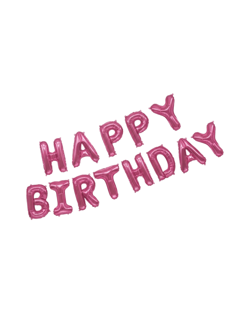 13 Pink Happy Birthday Balloon Pieces