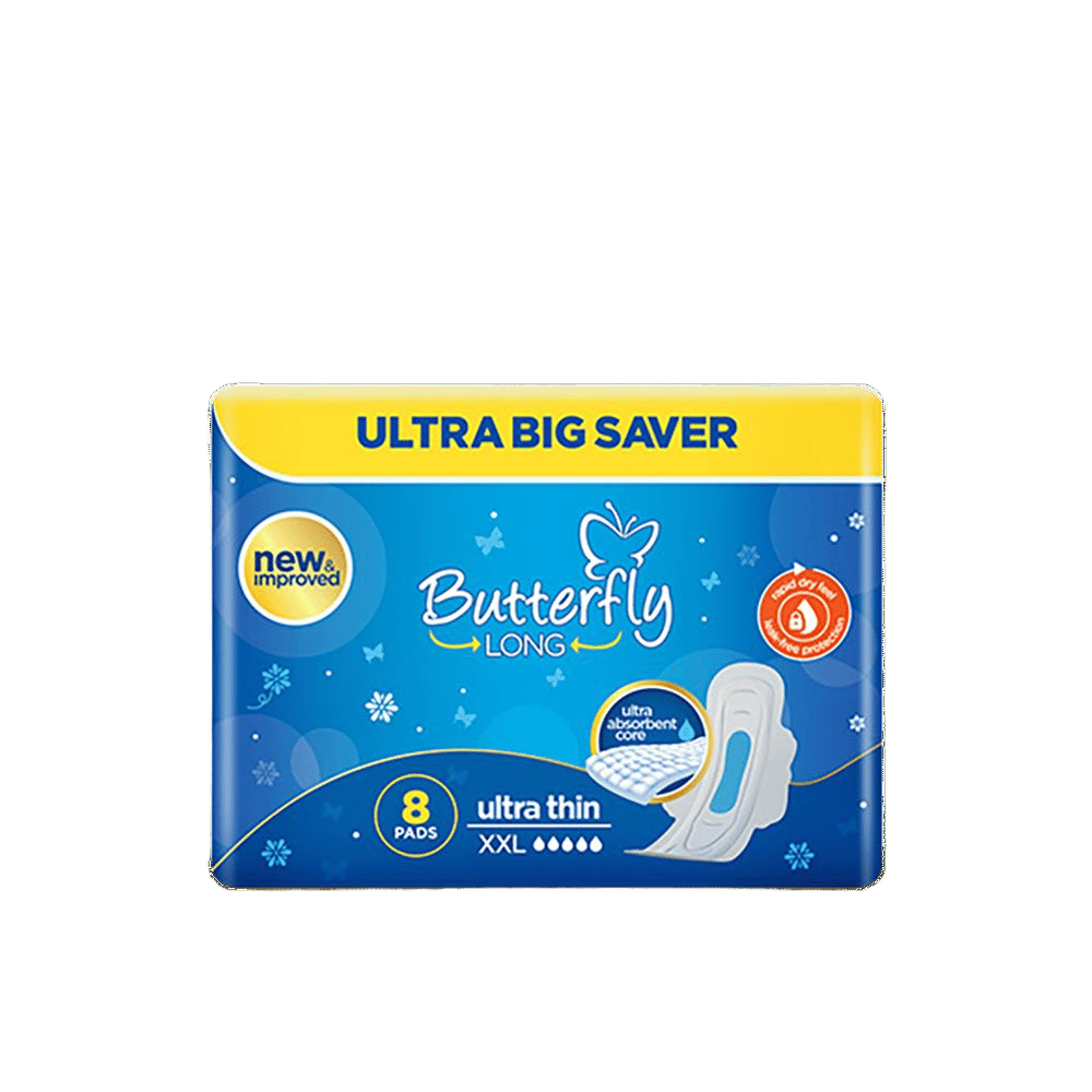 Butterfly Long Wide Size Ultra Napkins, XXL, 8-Pack