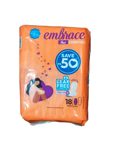 Embrace Essentials Maxi Pads, Long, 18-Pack