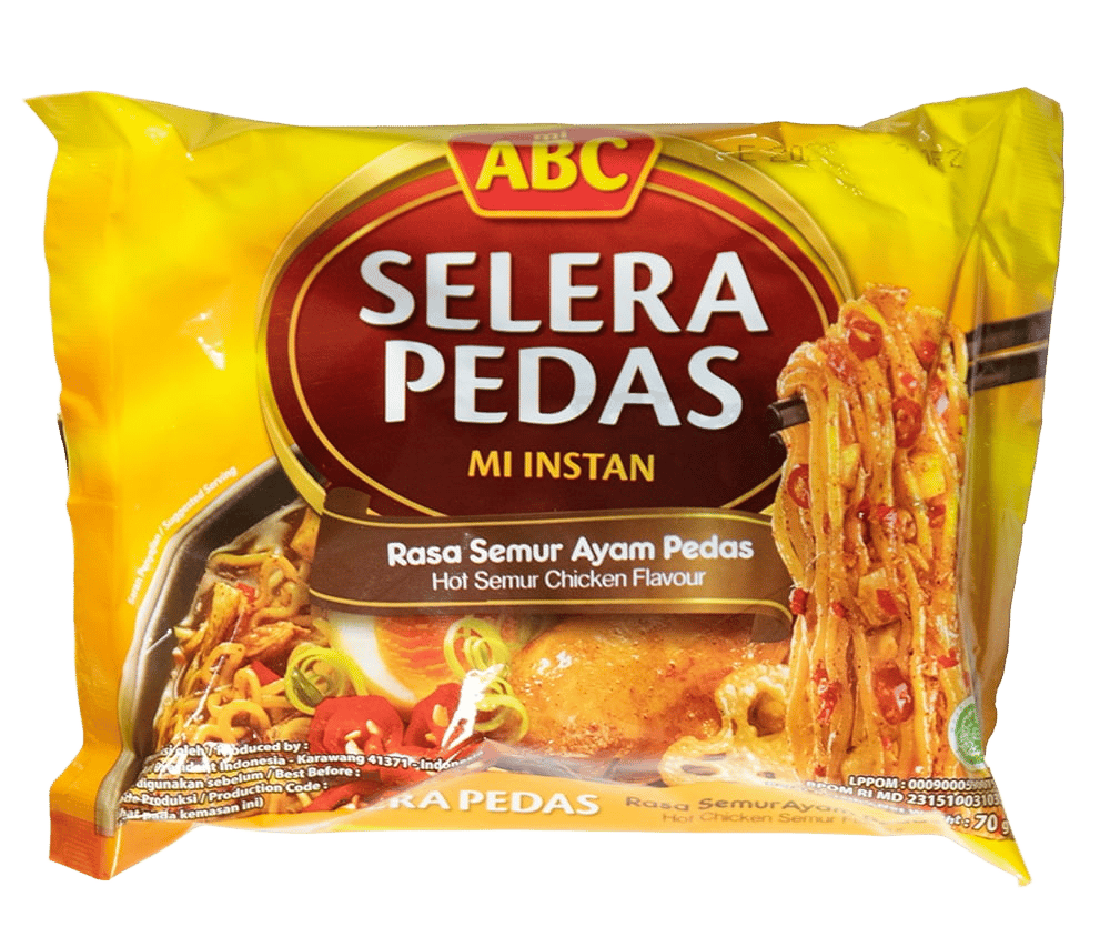 ABC Selera Pedas Mi Instan – 70g Hot Semur Chicken Flavour Instant Noodles