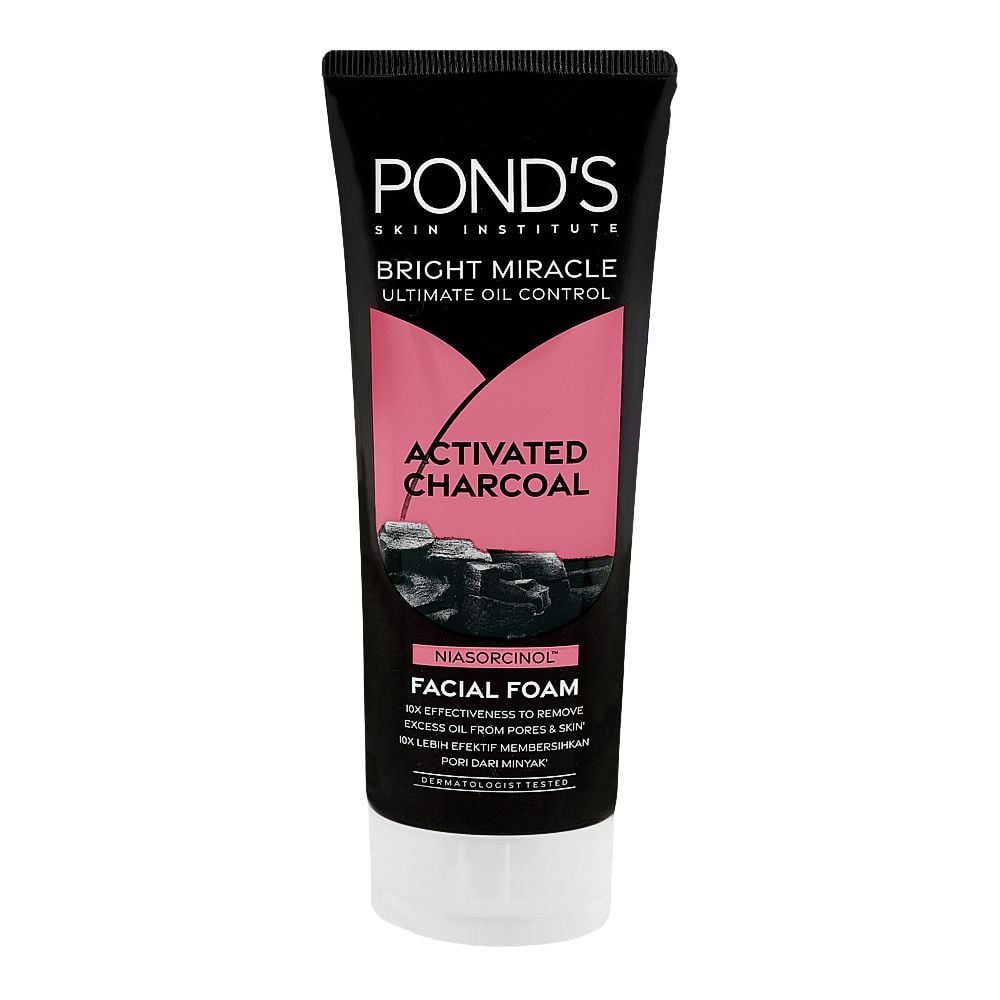 Pond's Bright Miracle Activated Charcoal Niasorcinol Facial Foam, For Oily Skin, 100g