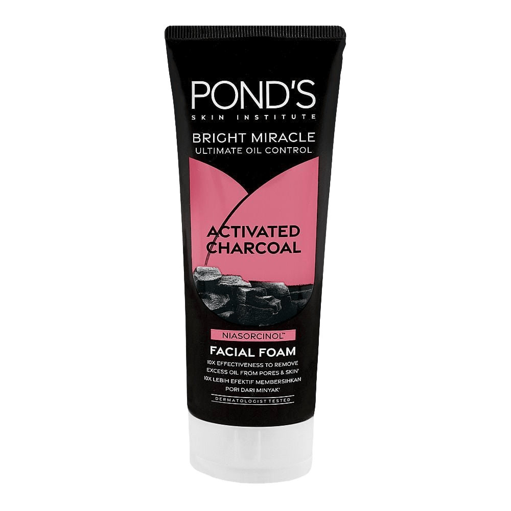 Pond's Bright Miracle Activated Charcoal Niasorcinol Facial Foam, For Oily Skin, 100g