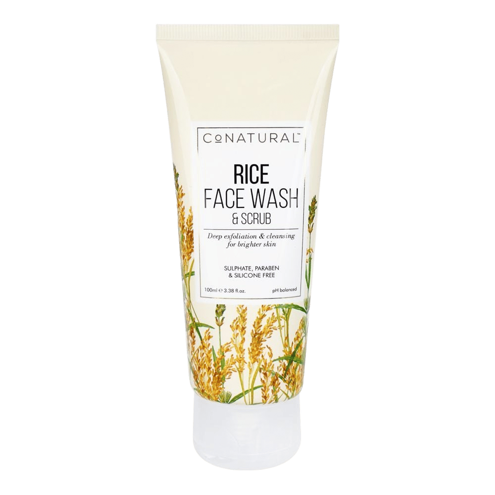 CoNatural 2in1 Rice Face Wash & Facial Scrub, Silicon, Sulphate & Paraben Free, 100ml