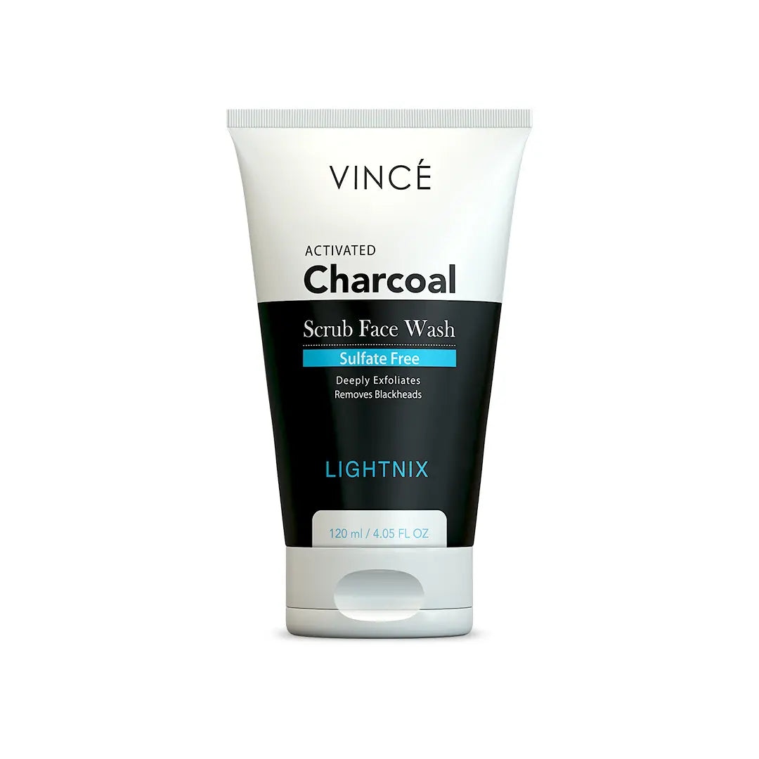 Vince Activated Charcoal Lightnix Scrub Face Wash, Paraben Free, Removes Blackheads, 120ml