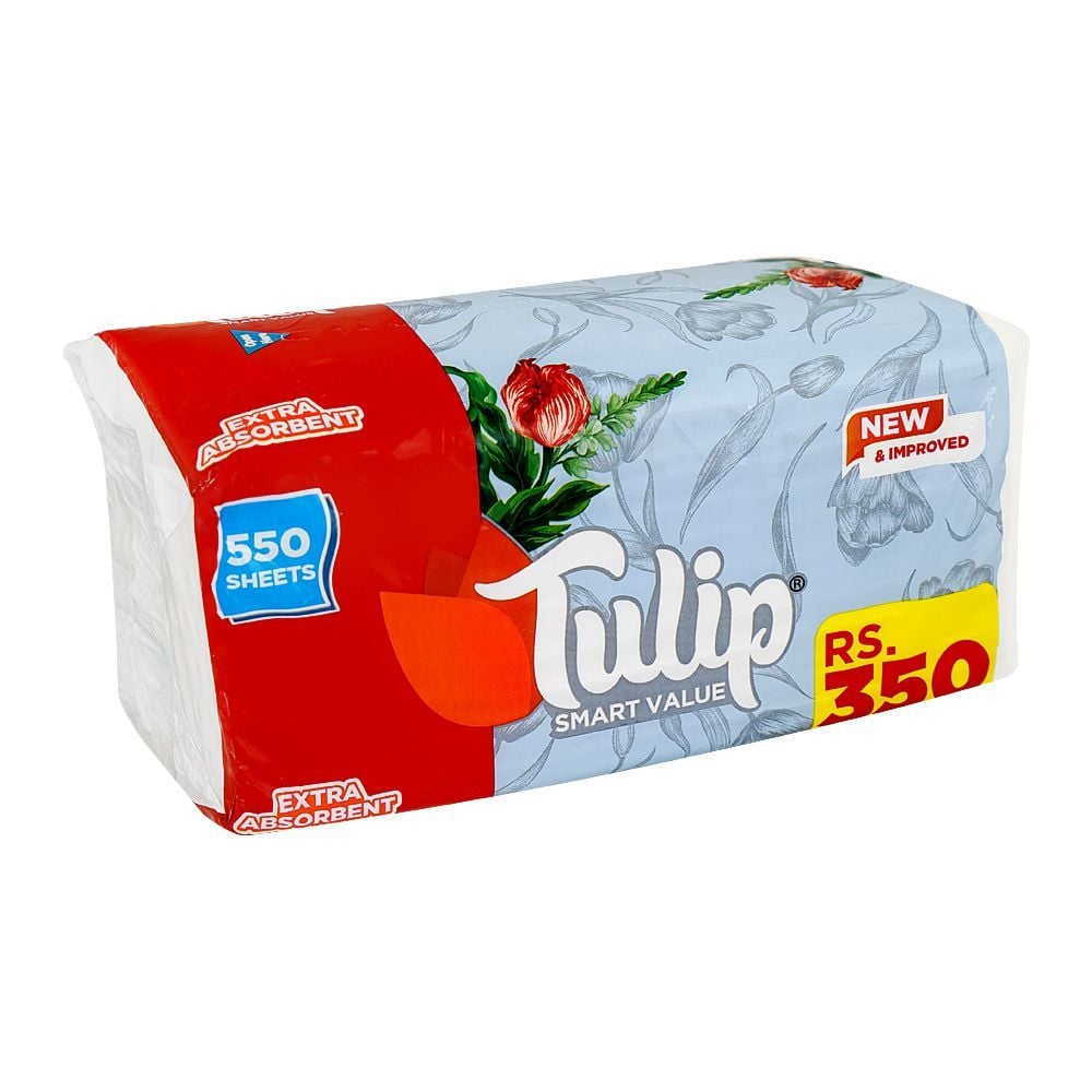 Rose Petal Tulip Smart Value Tissues, 550 Sheets, Soft Pack