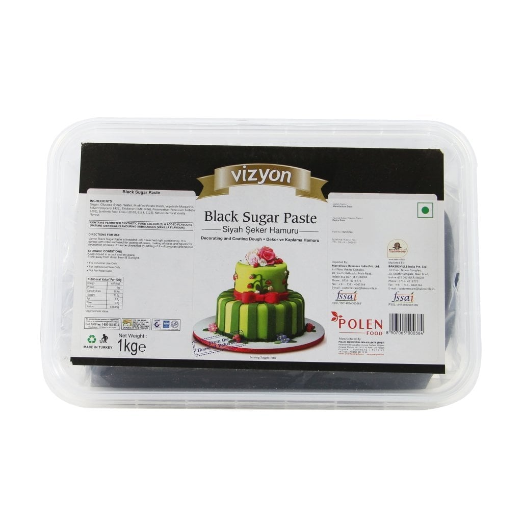 Vizyon Black Sugar Paste Fondant 1KG