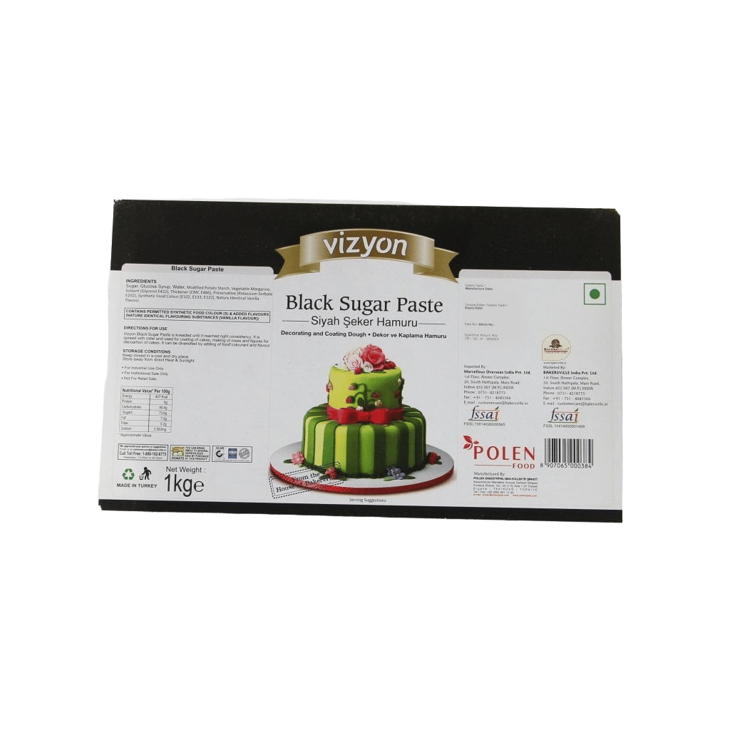 Vizyon Black Sugar Paste Fondant 1KG