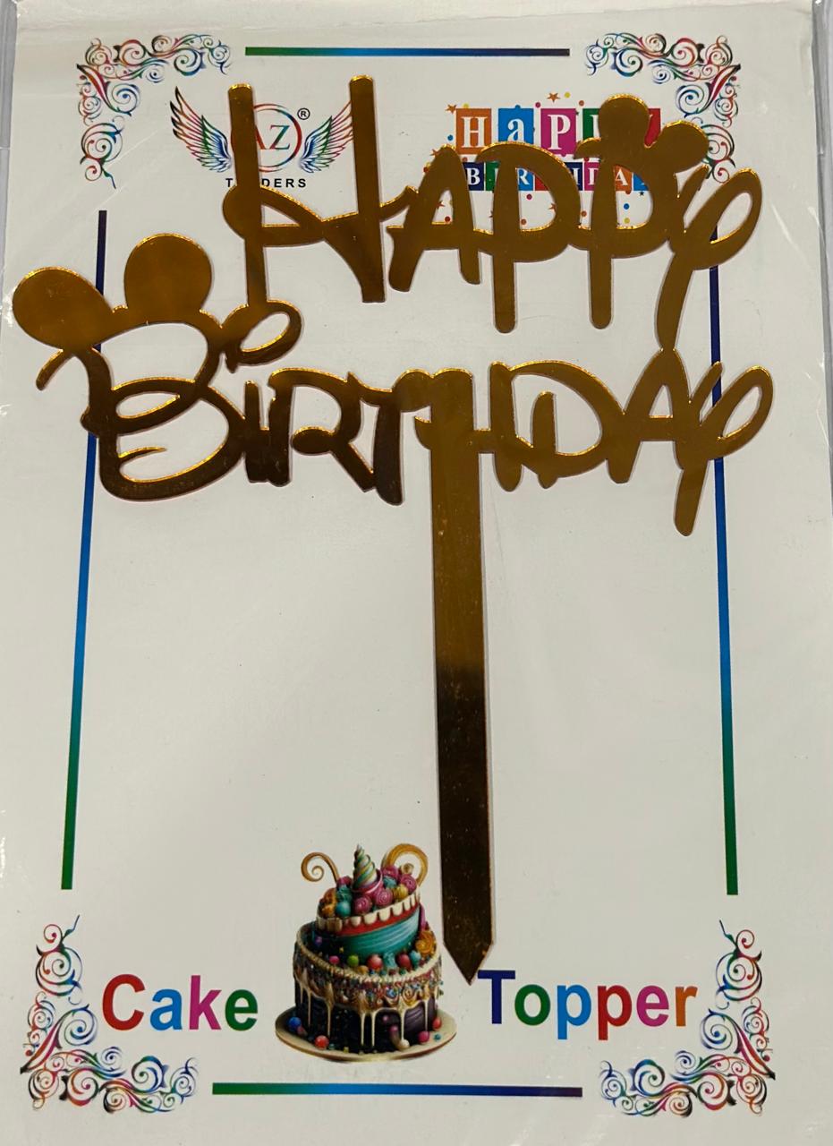 Gold Happy Birthday Cake Topper