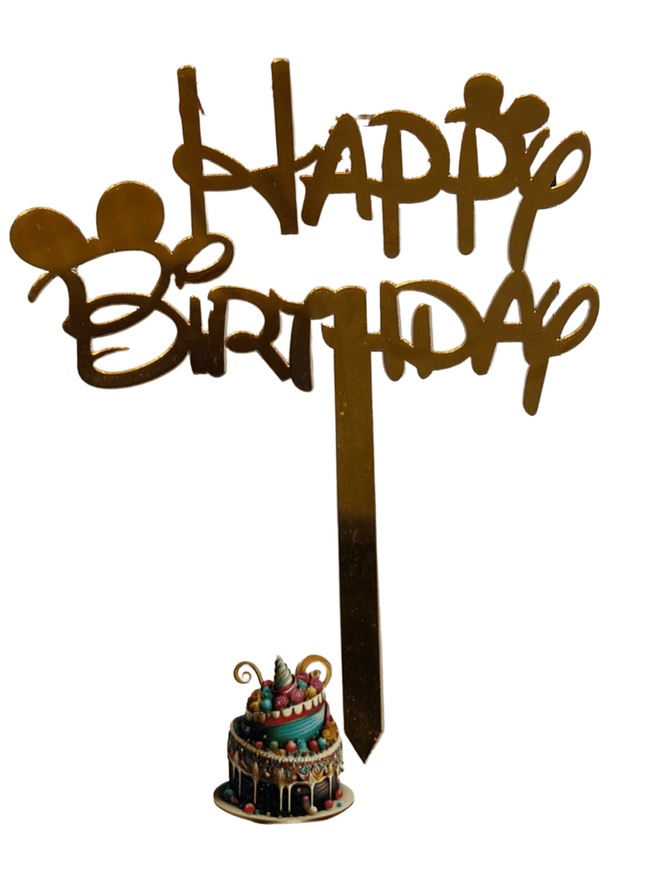 Gold Happy Birthday Cake Topper