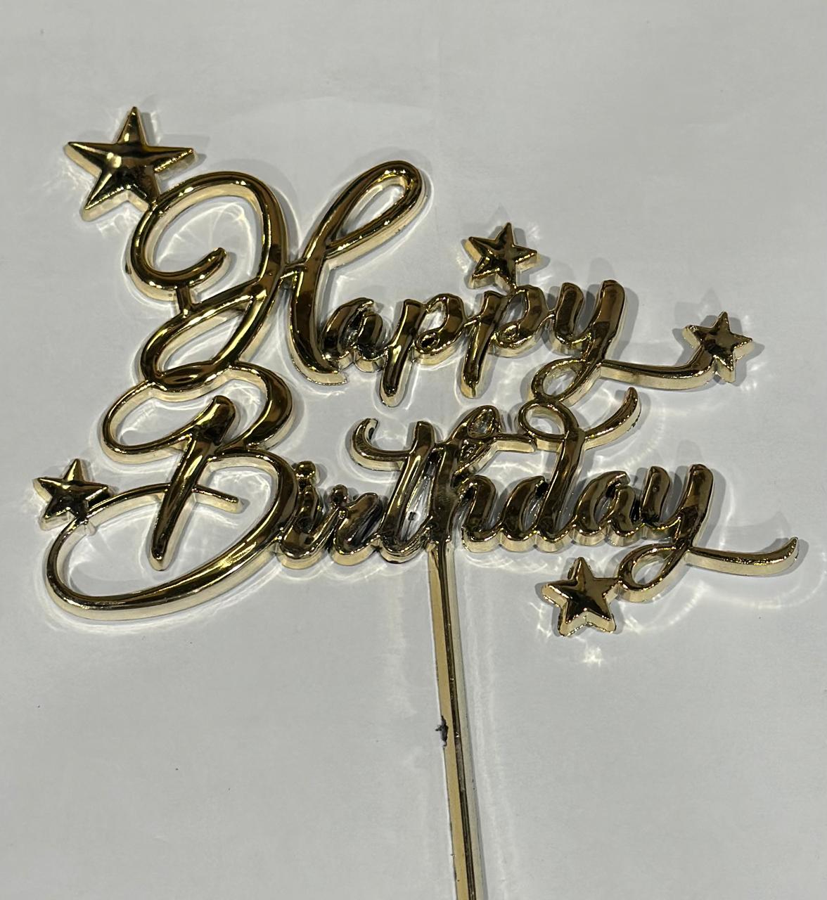Gold Happy Birthday Cake Topper