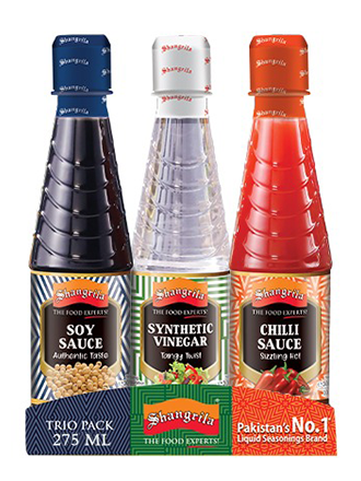 Shangrila Trio Pack, Soy Sauce + Synthetic Vinegar + Chili Sauce, 3x275ml