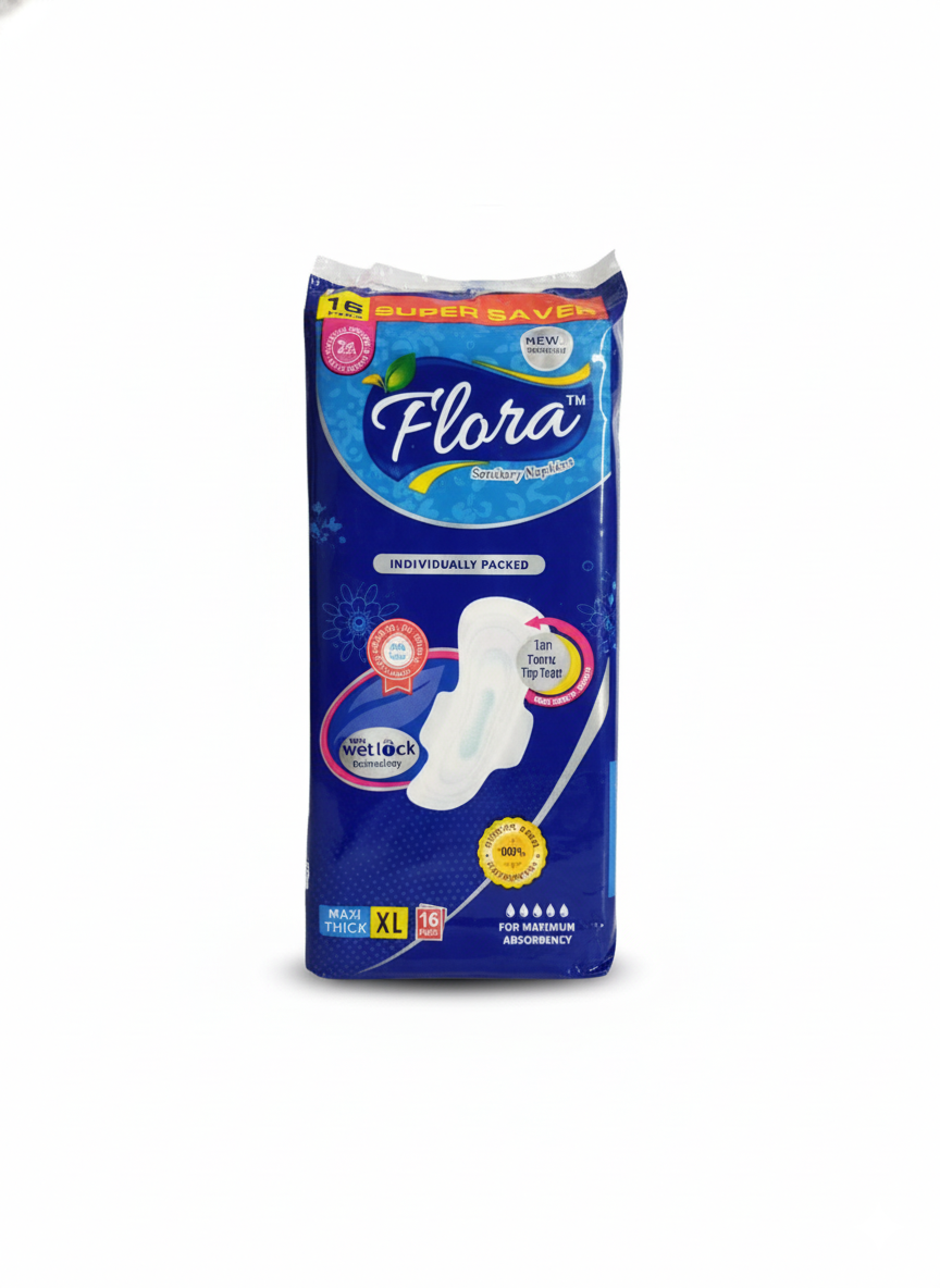 Flora Sanitary Maxi Thick Napkins, XXL, 16-Pads