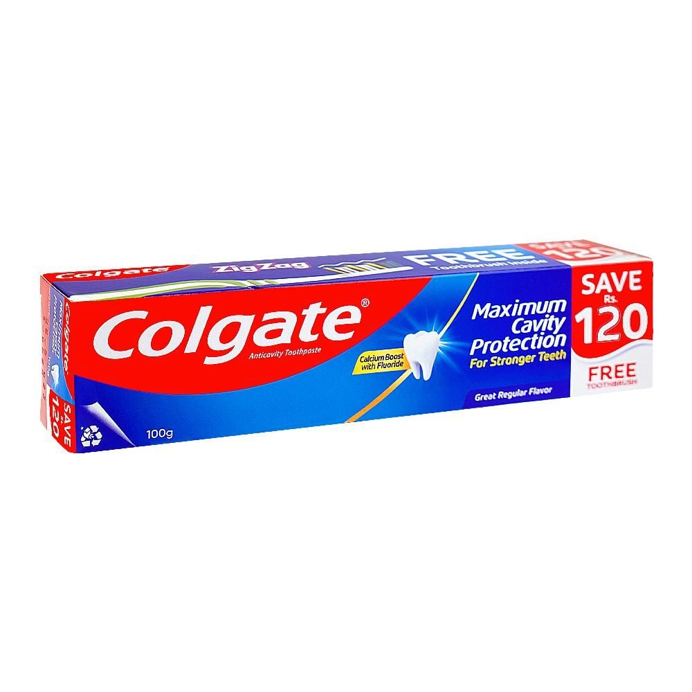 Colgate Maximum Cavity Protection Great Regular Tooth Paste 100gm Brush Pack Save Rs.120/-