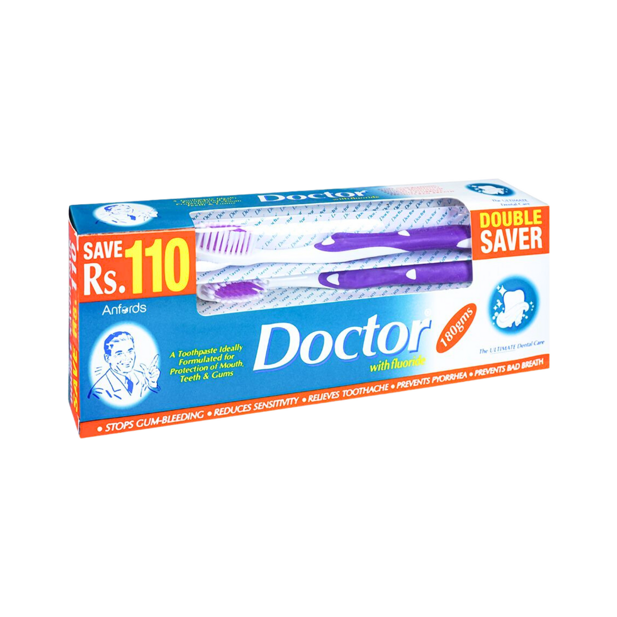 Doctor Toothpaste with 2 extra brush, 180gms