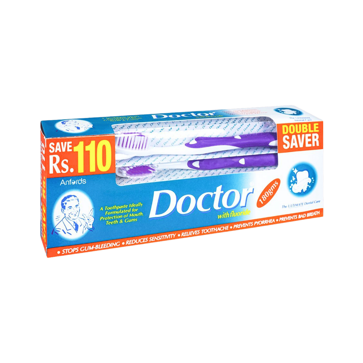 Doctor Toothpaste with 2 extra brush, 180gms