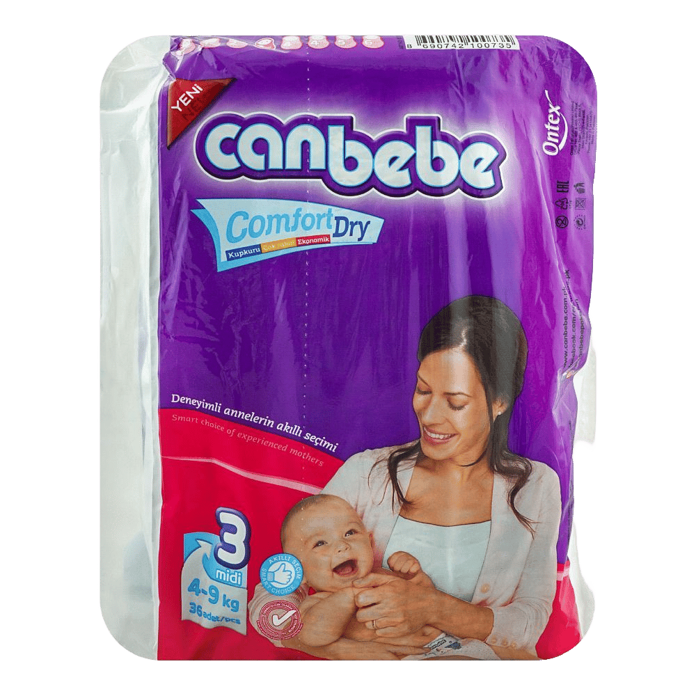 Comfort Dry Midi No. 03, 4-9 KG, 36-Pack, Canbebe diaper
