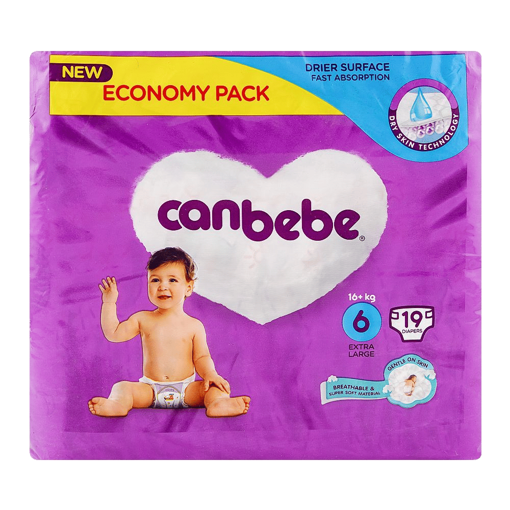 No.6, Extra Large, 16+ KG, 19-Pack, economy pack, canbebe diaper
