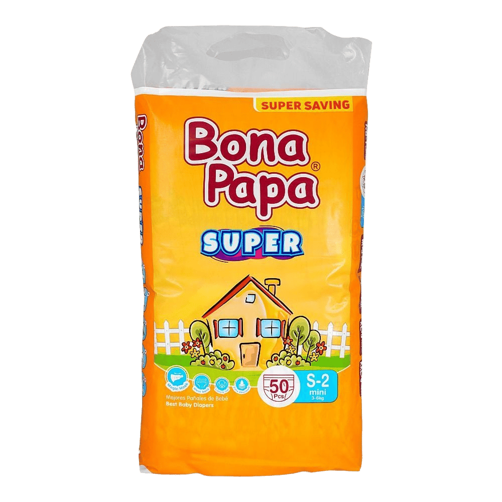 Bona Papa Super Baby Diapers No. 2, Mini, 3-6 KG, 50-Pack